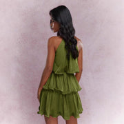 strapless ruffle trim midi dress, view 2 - MRSLM