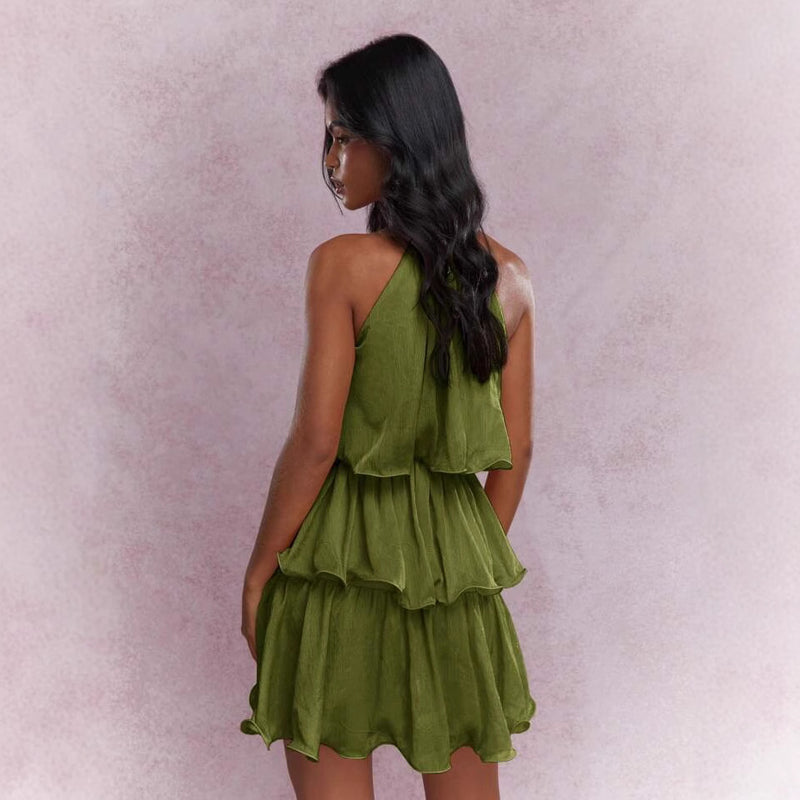 strapless ruffle trim midi dress, view 2 - MRSLM