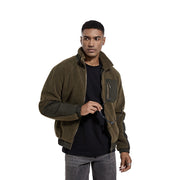 men's standing collar fleece jacket, view 4 - MRSLM