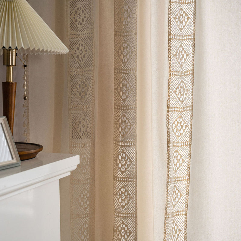 beige crochet mesh curtain - MRSLM