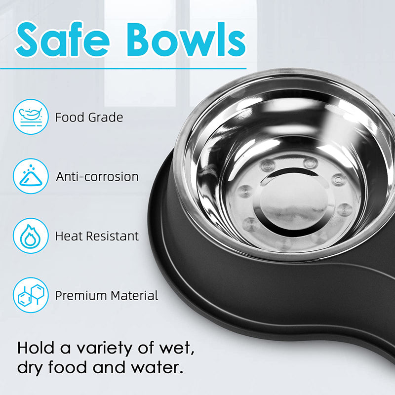 stainless steel anti-slip pet bowls set, view 6 - MRSLM
