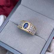 men's natural sapphire silver ring, view 5 - MRSLM