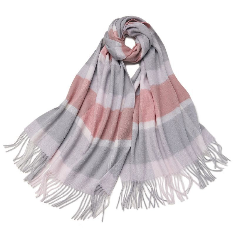 elegant plaid wool shawl, view 3 - MRSLM