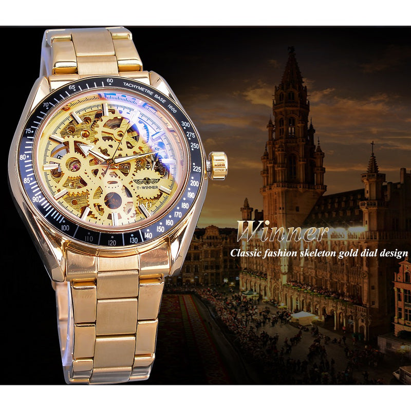 men's steel band skeleton mechanical watch - MRSLM