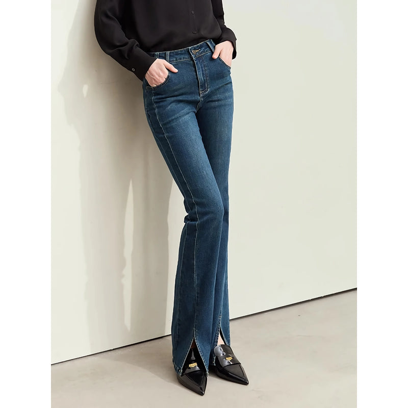 Women's retro slim fit flare jeans, view 8 - MRSLM