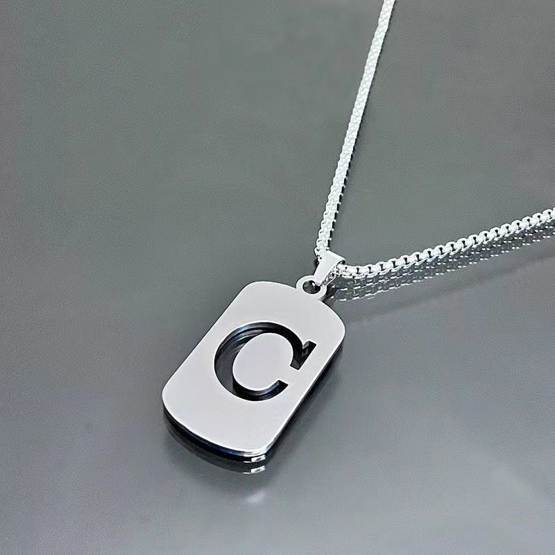 titanium steel letter necklace, view 2 - MRSLM