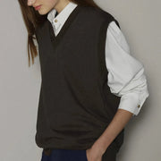 loose V-neck sleeveless knit pullover, view 7 - MRSLM