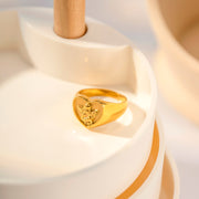 Heart angel gold plated chunky ring, view 8 - MRSLM