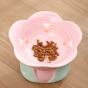 flower shaped elevated ceramic cat bowl, view 7 - MRSLM