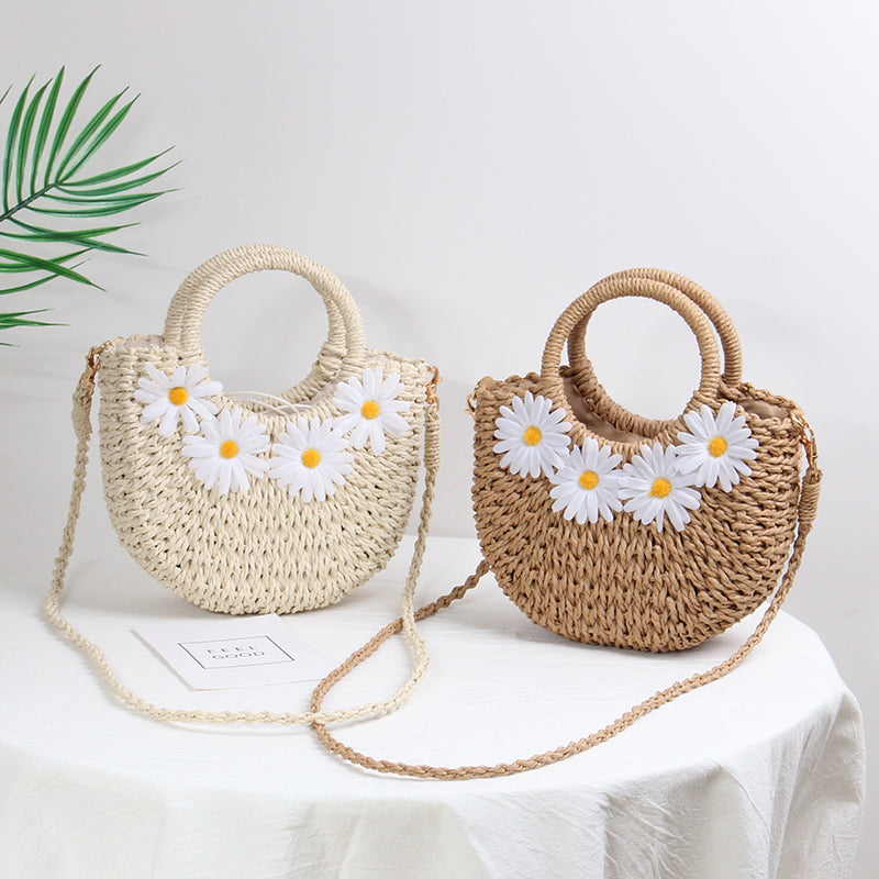 little daisy handwoven beach bag, view 4 - MRSLM