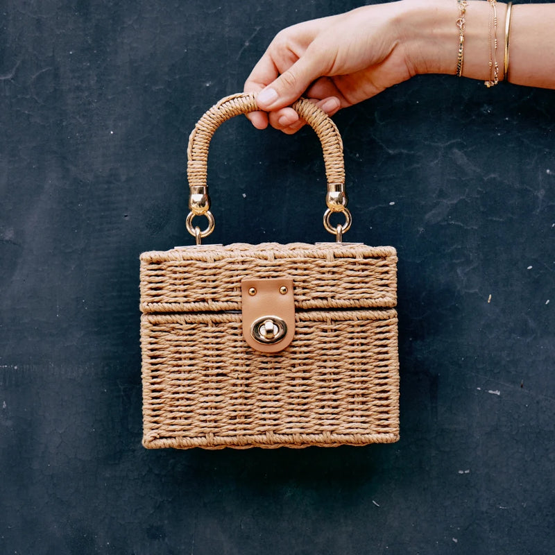 box straw beach bag, view 5 - MRSLM