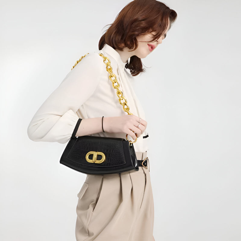 alligator print crossbody shoulder bag, view 3 - MRSLM