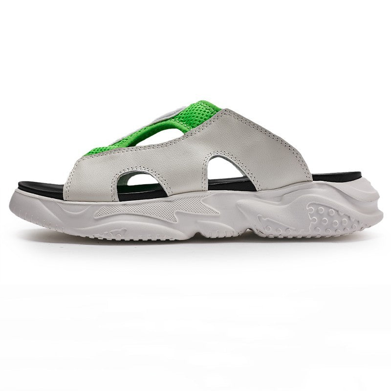 men's leather slide sandals, view 5 - MRSLM