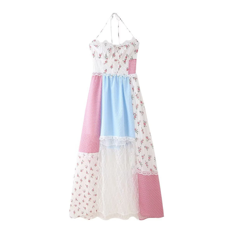 Floral lace halter dress, view 6 - MRSLM