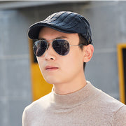 mens casual cotton flat-top beret cap, view 3 - MRSLM