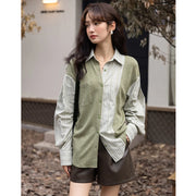 Women's striped knit collar top, view 6 - MRSLM