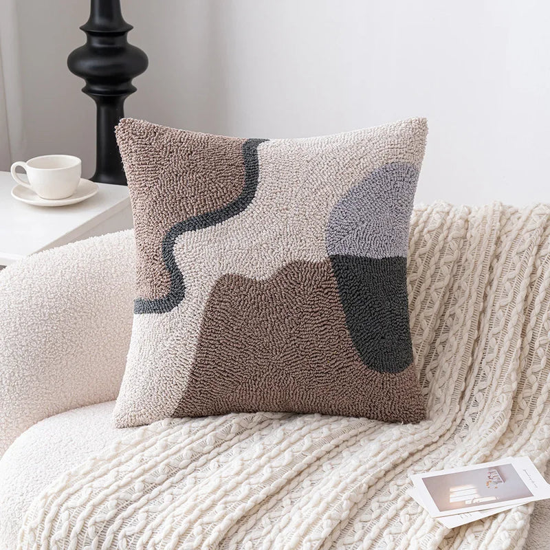 modern geometric tufted embroidered cushion cover, view 2 - MRSLM