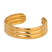 18k gold plated triple-layer open cuff bracelet, view 7 - MRSLM