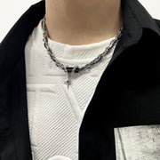 Black zircon multi-layer winding necklace, view 3 - MRSLM