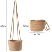 jute macrame hanging planter, view 3 - MRSLM
