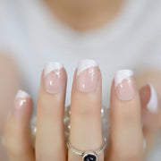 iridescent white glitter french nails, view 6 - MRSLM