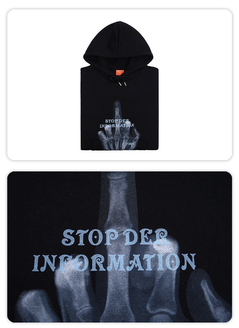 Men's skull finger print hoodie, view 4 - MRSLM