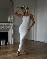 minimalist knitted suspender dress, view 6 - MRSLM