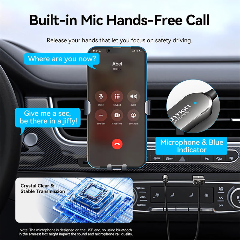 Bluetooth 5.4 aux adapter car receiver, view 7 - MRSLM