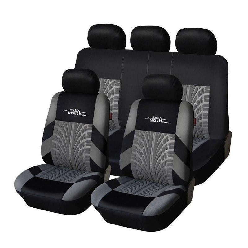 embroidered car seat covers with tire track detail - MRSLM