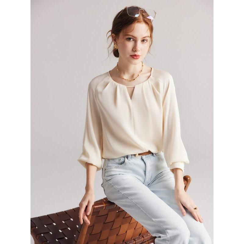 Chic Silk Blend Raglan Sleeve Blouse