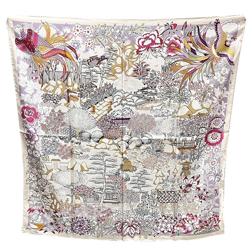 printed square silk scarf for women, view 3 - MRSLM