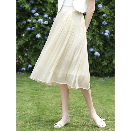 satin pleated midi skirt, view 3 - MRSLM