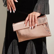 Metallic clutch crossbody shoulder bag with chain, view 3 - MRSLM