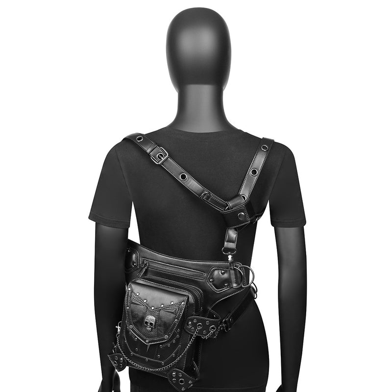 Punk skull chain crossbody bag, view 4 - MRSLM