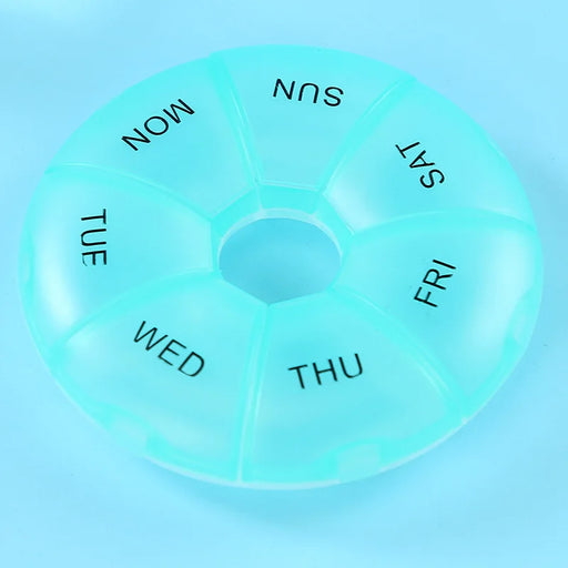 portable 7-day round pill case, view 6 - MRSLM