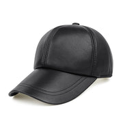 Men's black leather baseball cap, view 6 - MRSLM