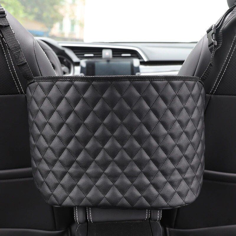 Luxury PU leather car seat organizer, view 2 - MRSLM