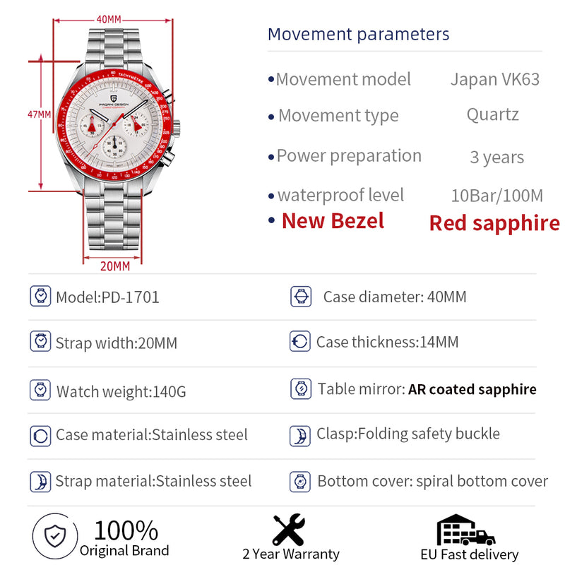 men's quartz chronograph watch, view 8 - MRSLM