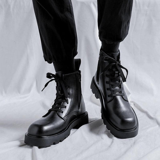 black leather ankle boots with zipper - MRSLM