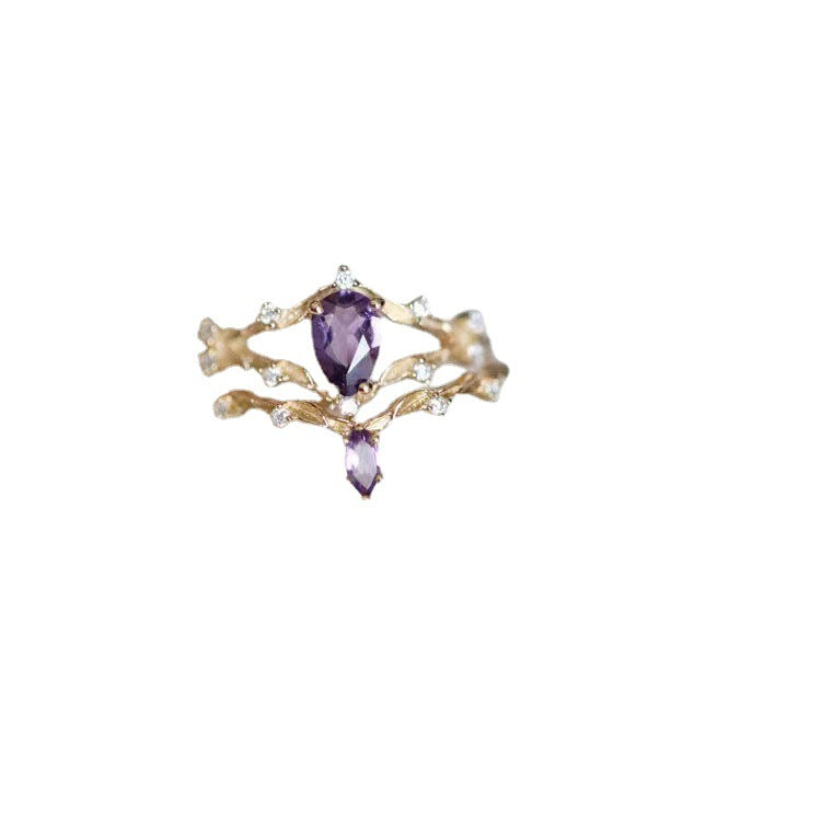 women's vintage flower crystal ring, view 6 - MRSLM