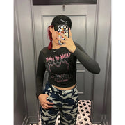 women's vintage print long sleeve t-shirt, view 4 - MRSLM