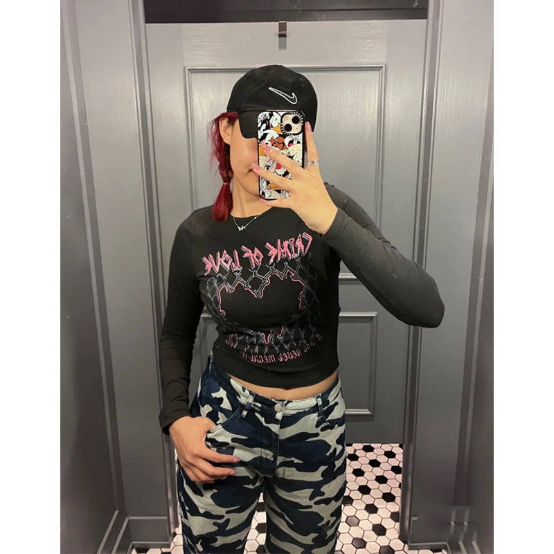 women's vintage print long sleeve t-shirt, view 4 - MRSLM