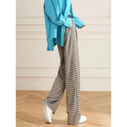 women's high waist checked wide leg pants, view 4 - MRSLM