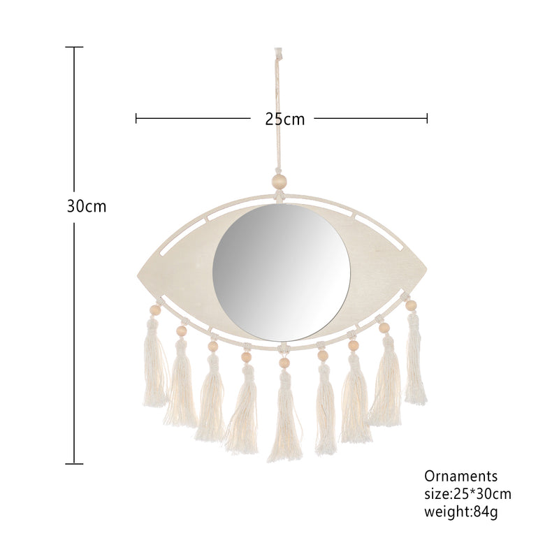 boho macrame eye mirror wall decor, view 7 - MRSLM