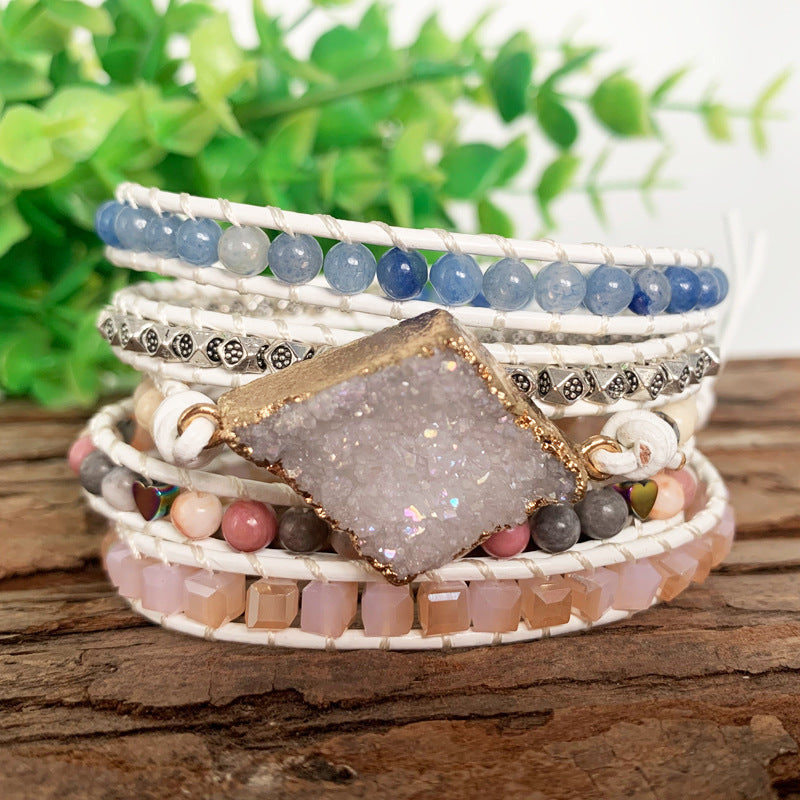 gold bound natural geode wrap bracelet - MRSLM