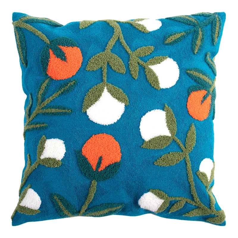 floral embroidery cushion cover, view 3 - MRSLM