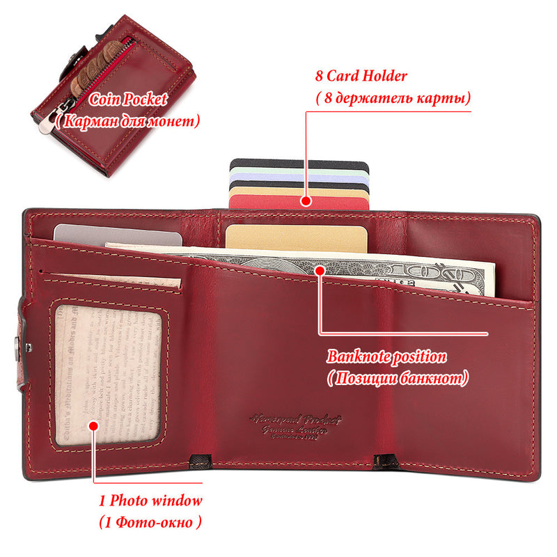 crazy horse cowhide wallet, view 3 - MRSLM