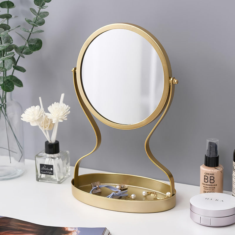 metal vanity mirror with jewelry storage, view 8 - MRSLM
