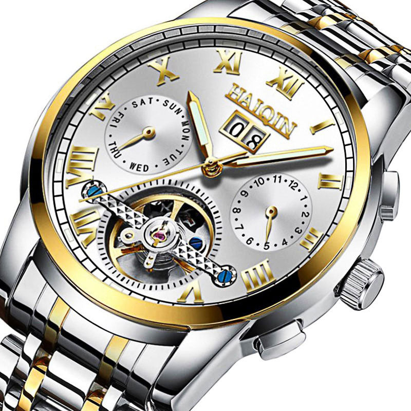 men's luminous hollow automatic mechanical watch, view 9 - MRSLM