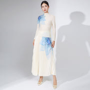 women's blouse and floral pleated skirt autumn suit, view 4 - MRSLM